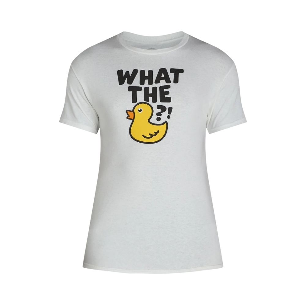 Humor Men's Size S (34-36) What the Duck Graphic Tee with Short Sleeves White